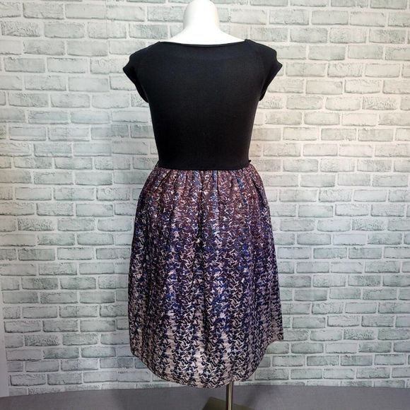 Mixt By Heidi Weisel Womens L Black Knit Square‎ Neck Tafatta Dress *no Belt* - Picture 6 of 8